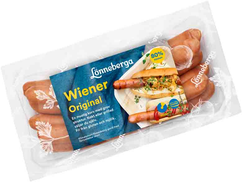 Lonneberga korv wiener original 340g vinklad 780