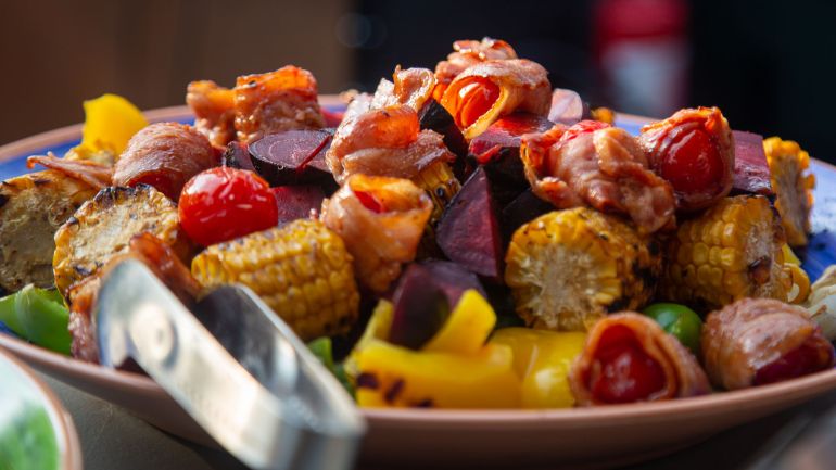 grillad sallad, grillsallad, vegansk sallad, vegetarisk grillbuffe